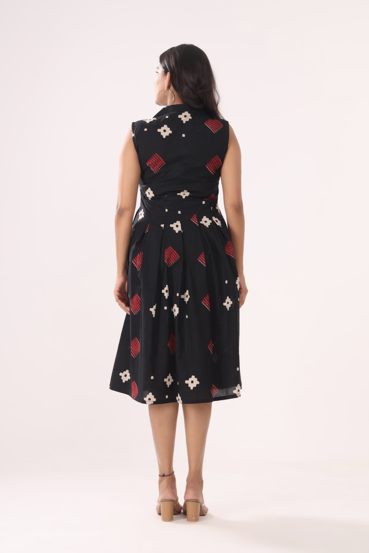 Printed Pleated Midi Dress