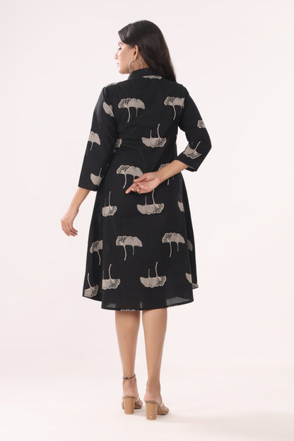 A-Line Pleated Midi Dress