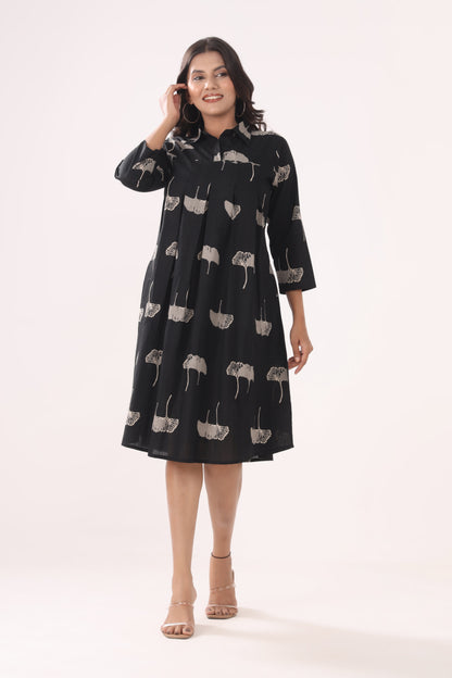 A-Line Pleated Midi Dress