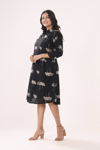 A-Line Pleated Midi Dress