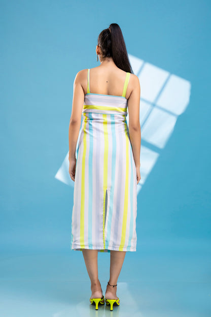 Off White Striped Corset Dress