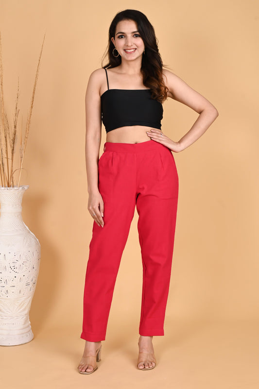 RED CLASSIC COTTON PANTS