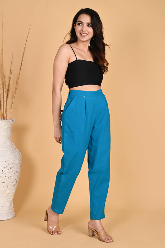 TURQUOISE CLASSIC COTTON PANTS