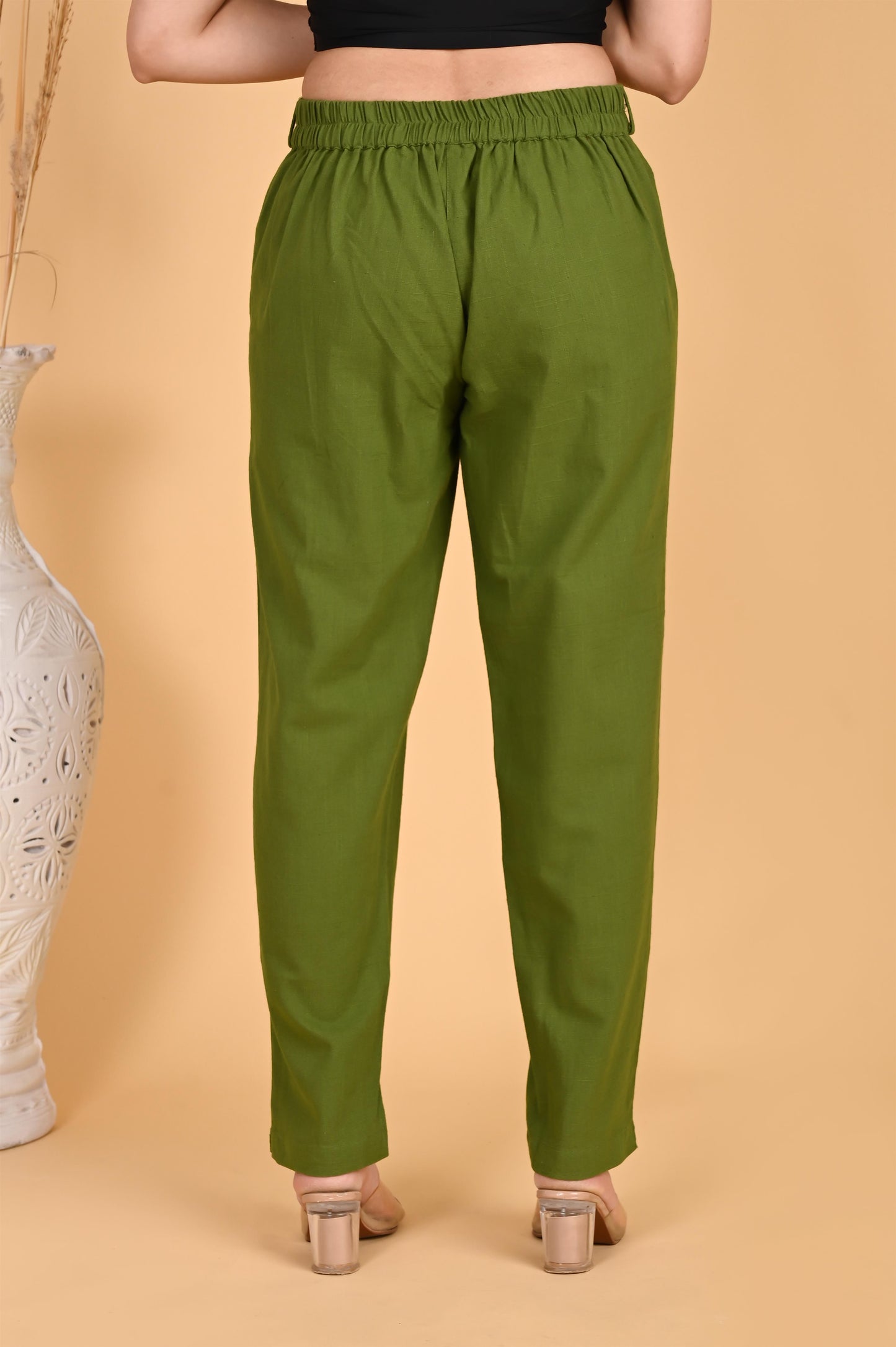 OLIVE GREEN CLASSIC COTTON PANTS