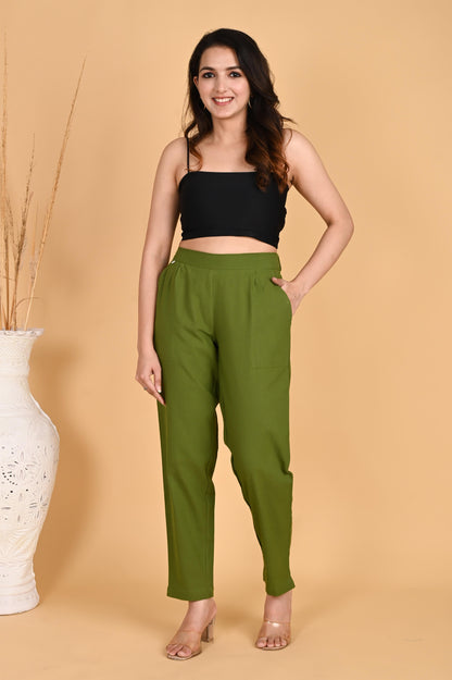 OLIVE GREEN CLASSIC COTTON PANTS