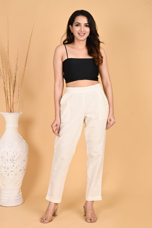 WHITE CLASSIC COTTON PANTS