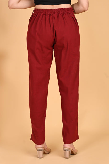 MAROON CLASSIC COTTON PANTS