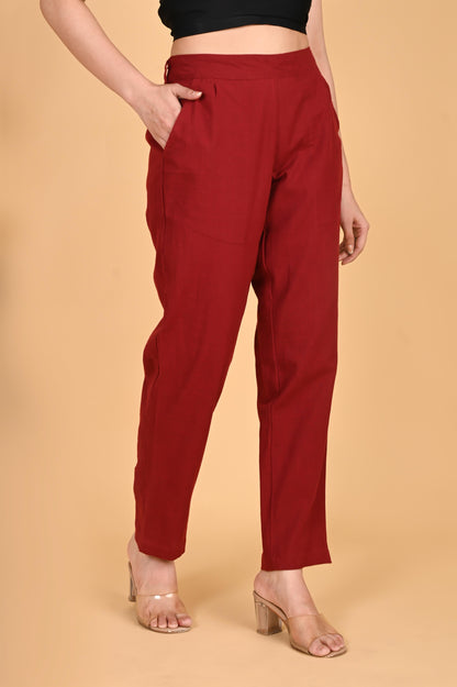 MAROON CLASSIC COTTON PANTS