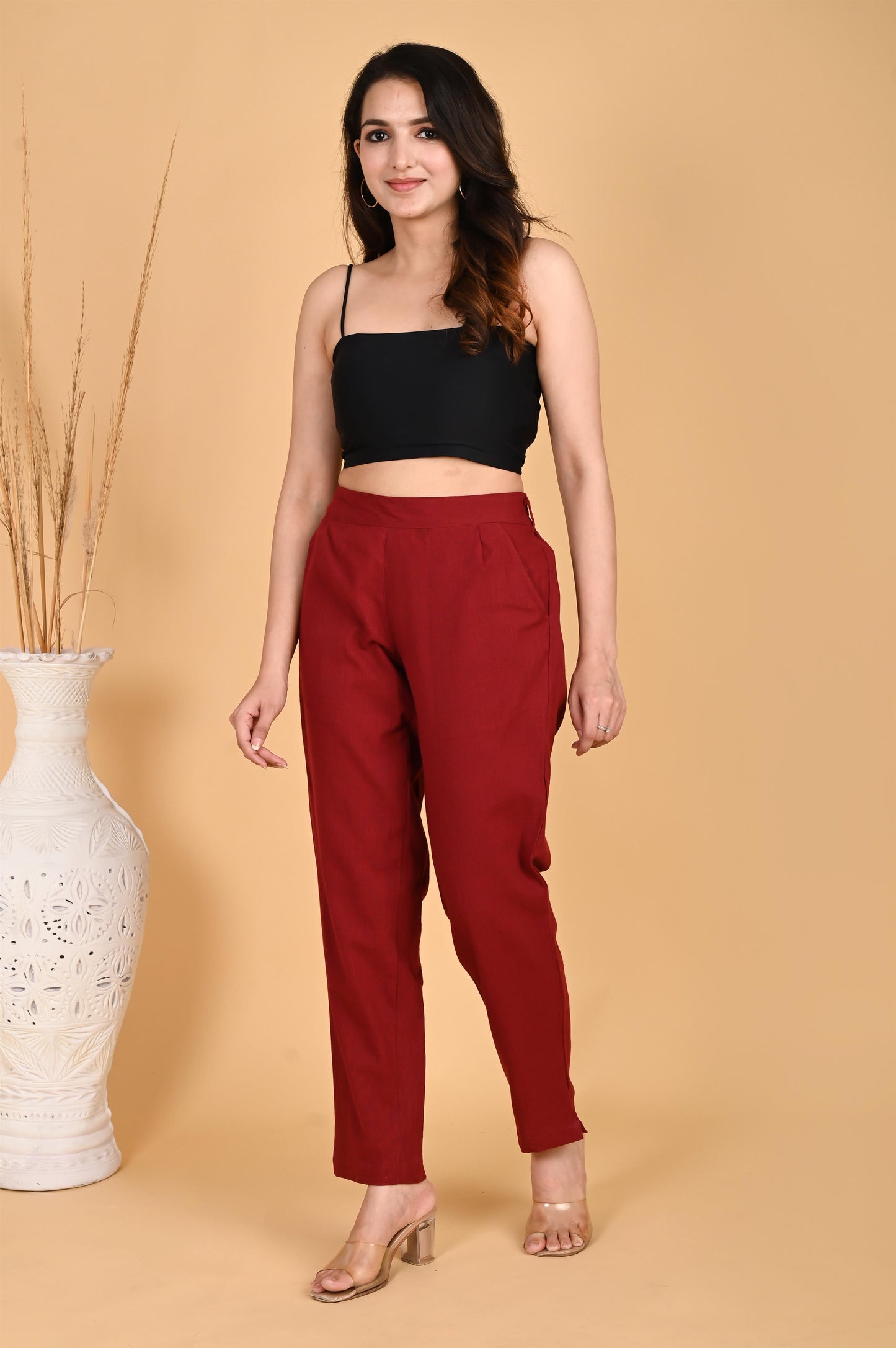 MAROON CLASSIC COTTON PANTS