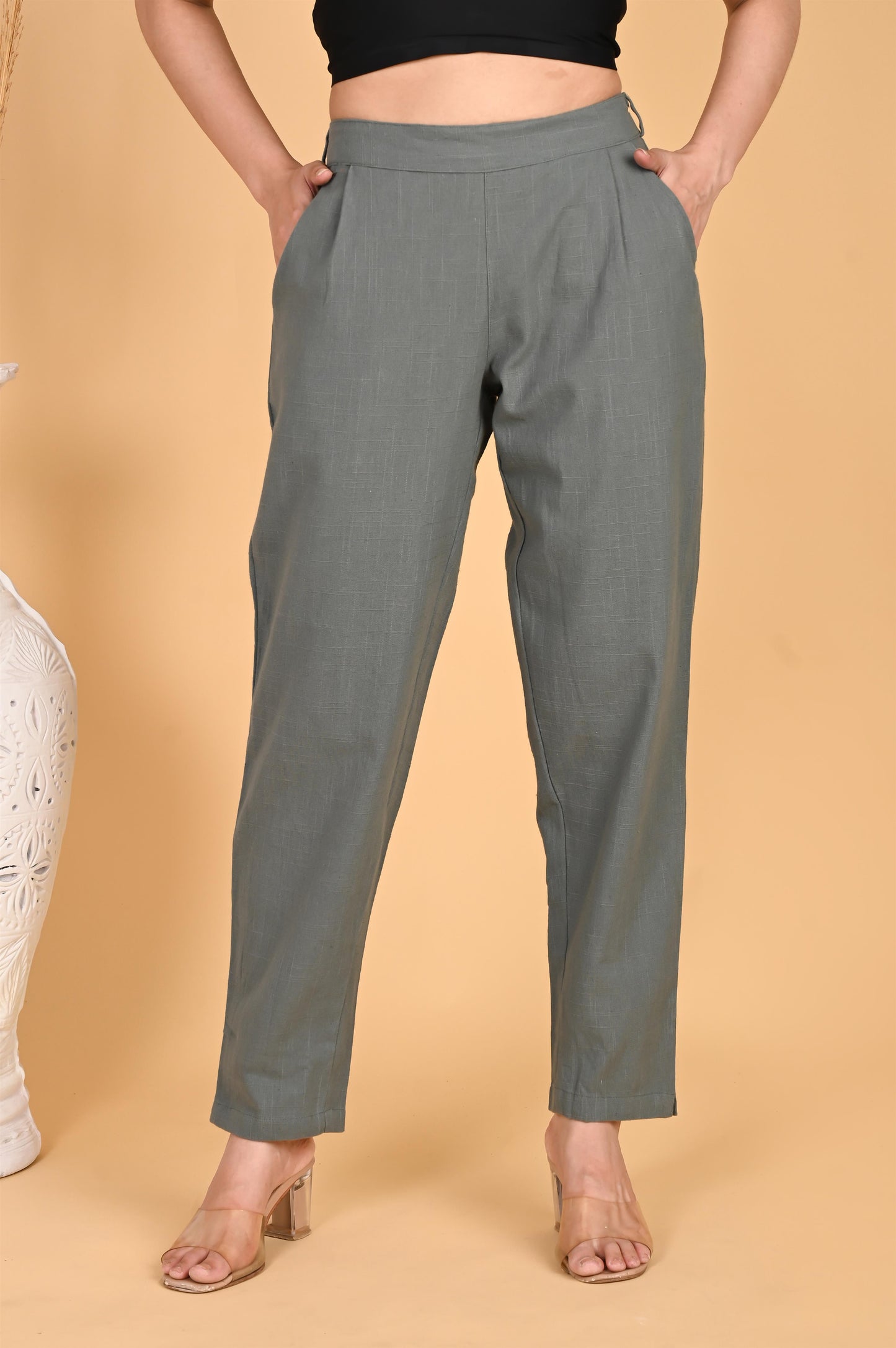 DARK GREY CLASSIC COTTON PANTS