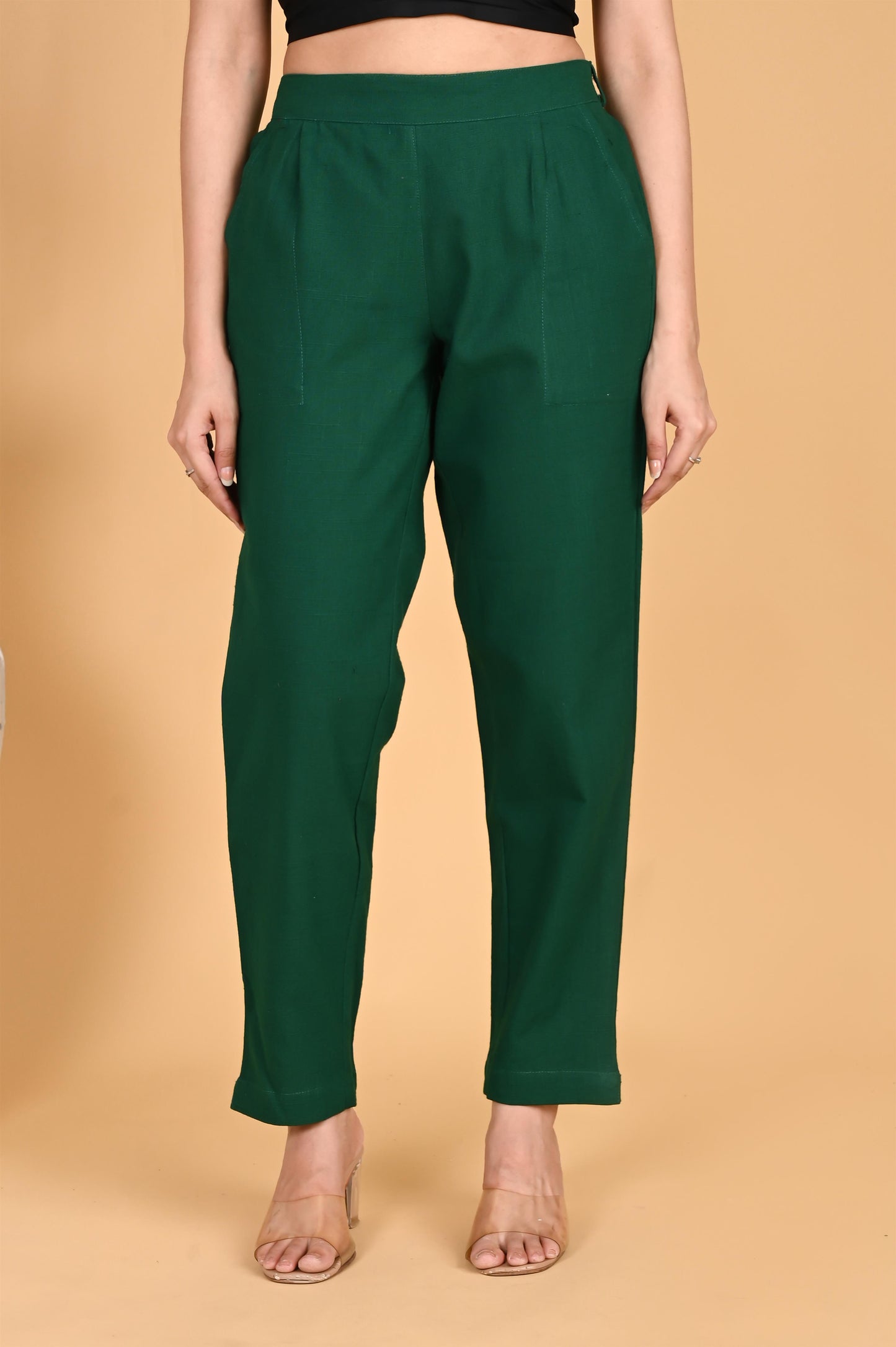 BOTTLE GREEN CLASSIC COTTON PANTS