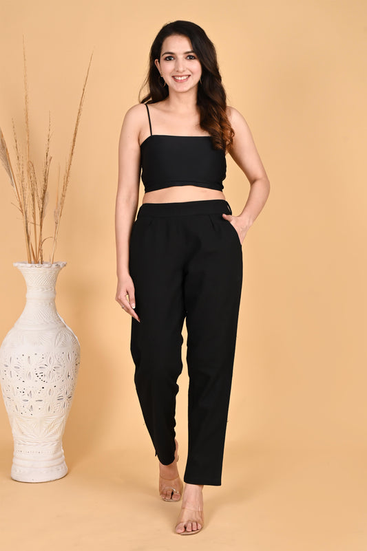 BLACK CLASSIC COTTON PANTS