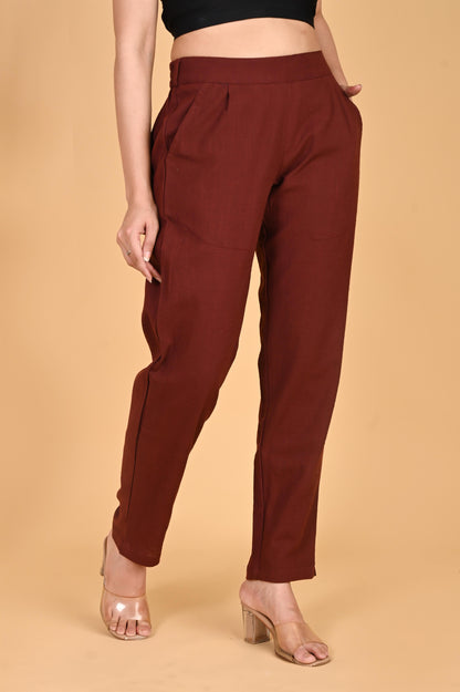 BURGUNDY CLASSIC COTTON PANTS