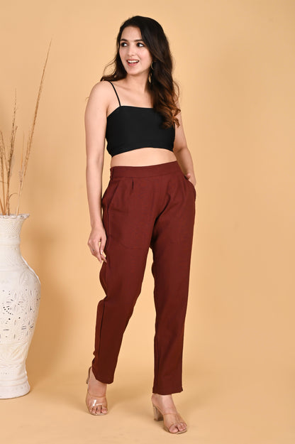 BURGUNDY CLASSIC COTTON PANTS