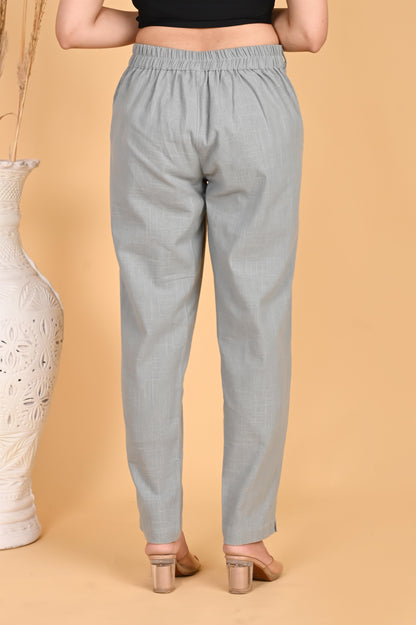 LIGHT GREY CLASSIC COTTON PANTS