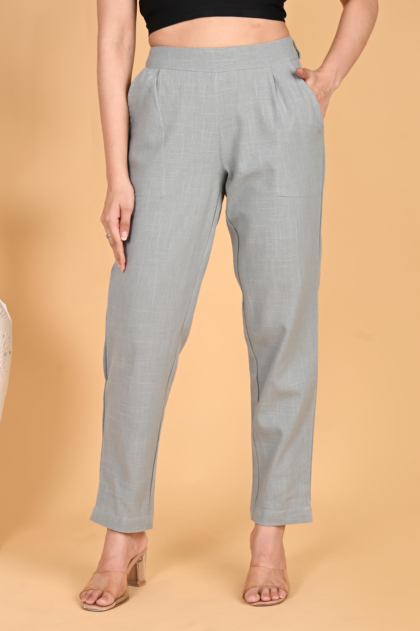 LIGHT GREY CLASSIC COTTON PANTS