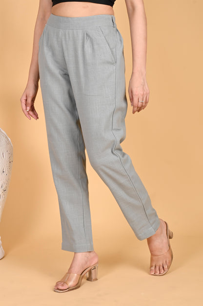 LIGHT GREY CLASSIC COTTON PANTS