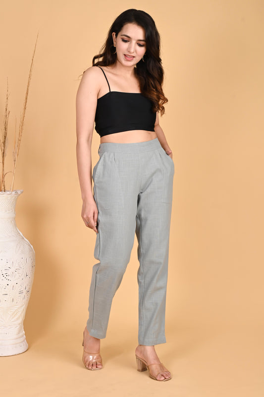 LIGHT GREY CLASSIC COTTON PANTS