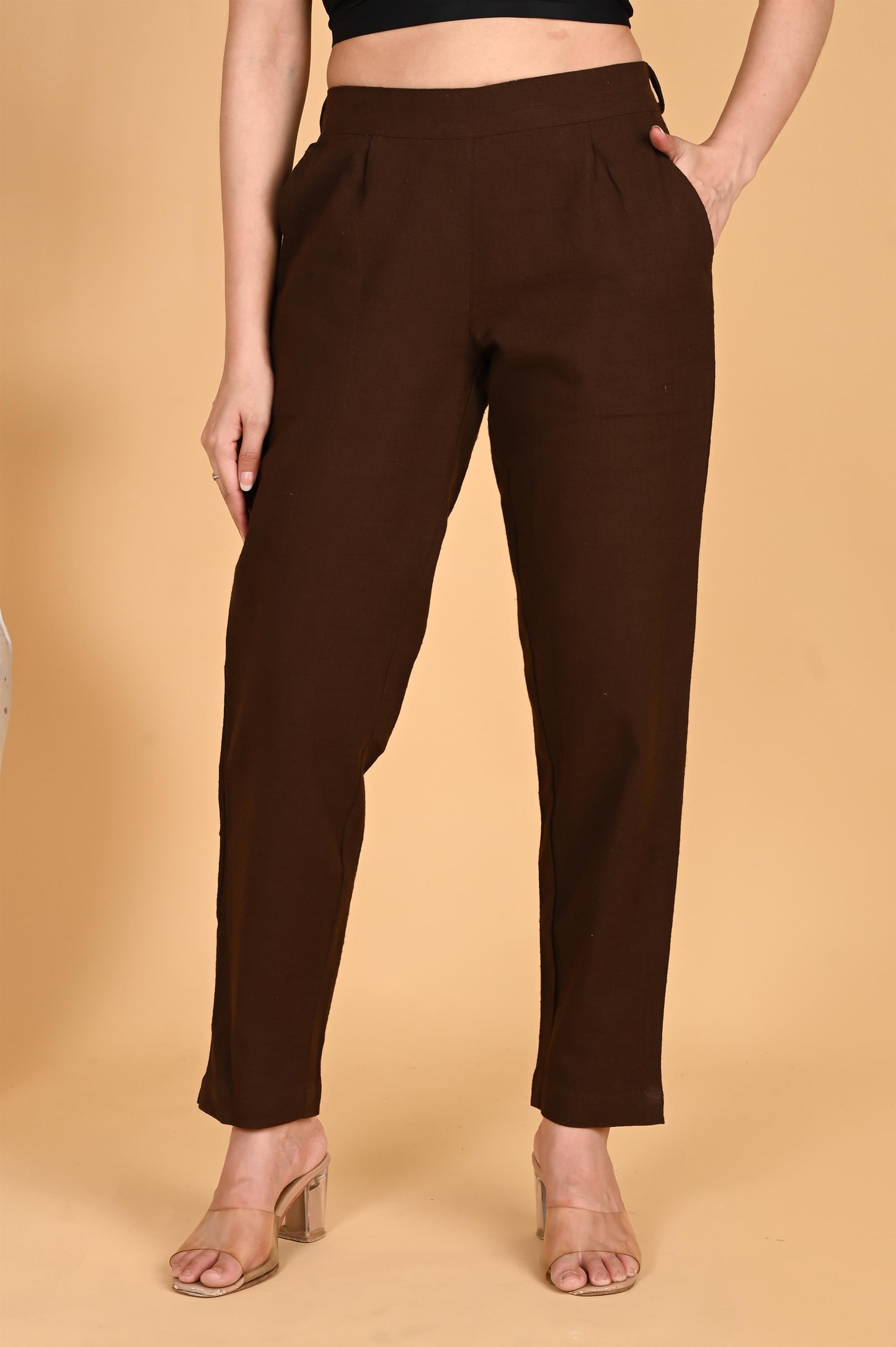 COFFEE BROWN CLASSIC COTTON PANTS