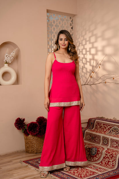 Magenta Tradition Sharara  Kurti set