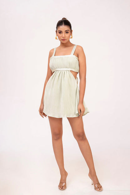 Mint Crush Cut Out Dress Solid