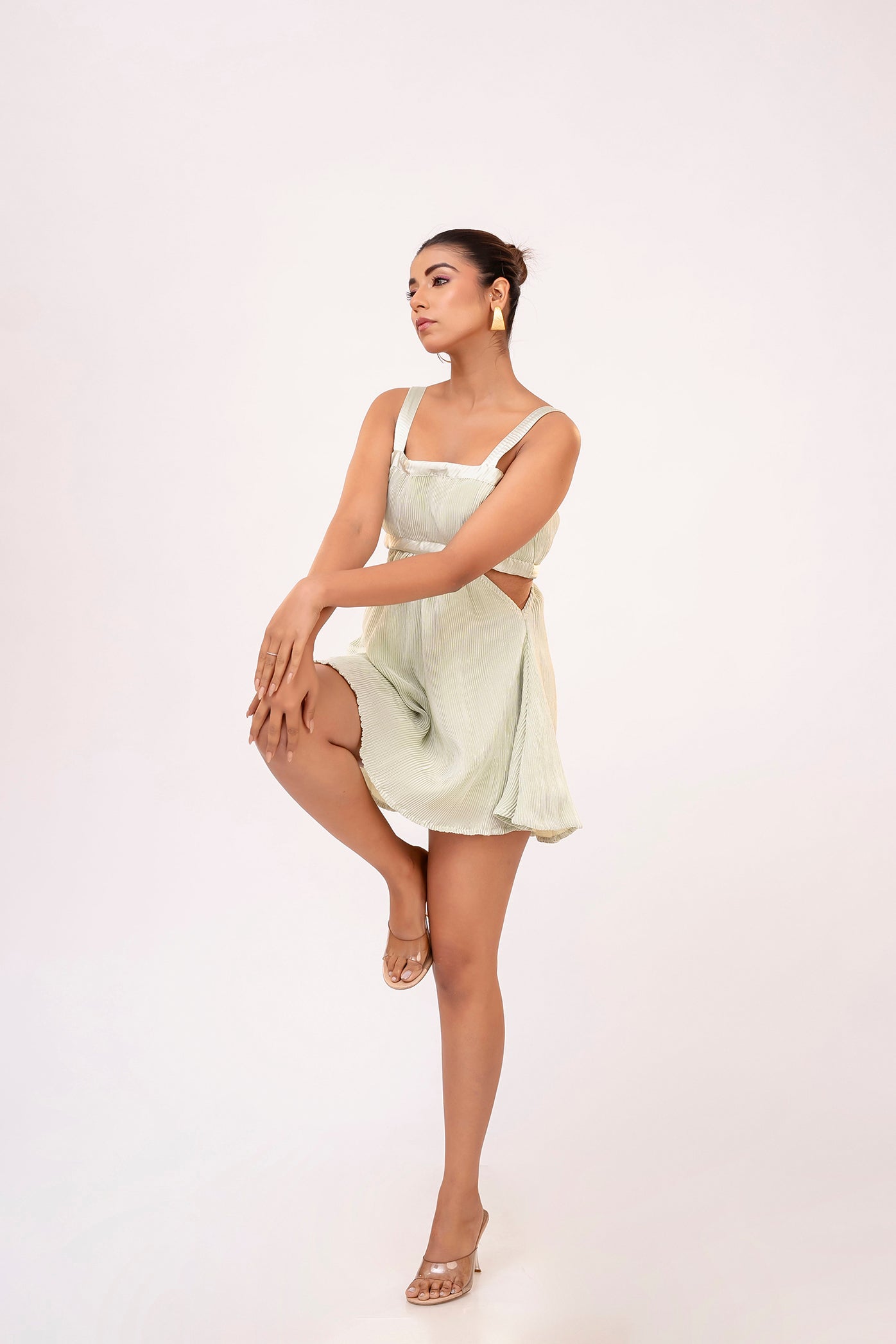 Mint Crush Cut Out Dress Solid