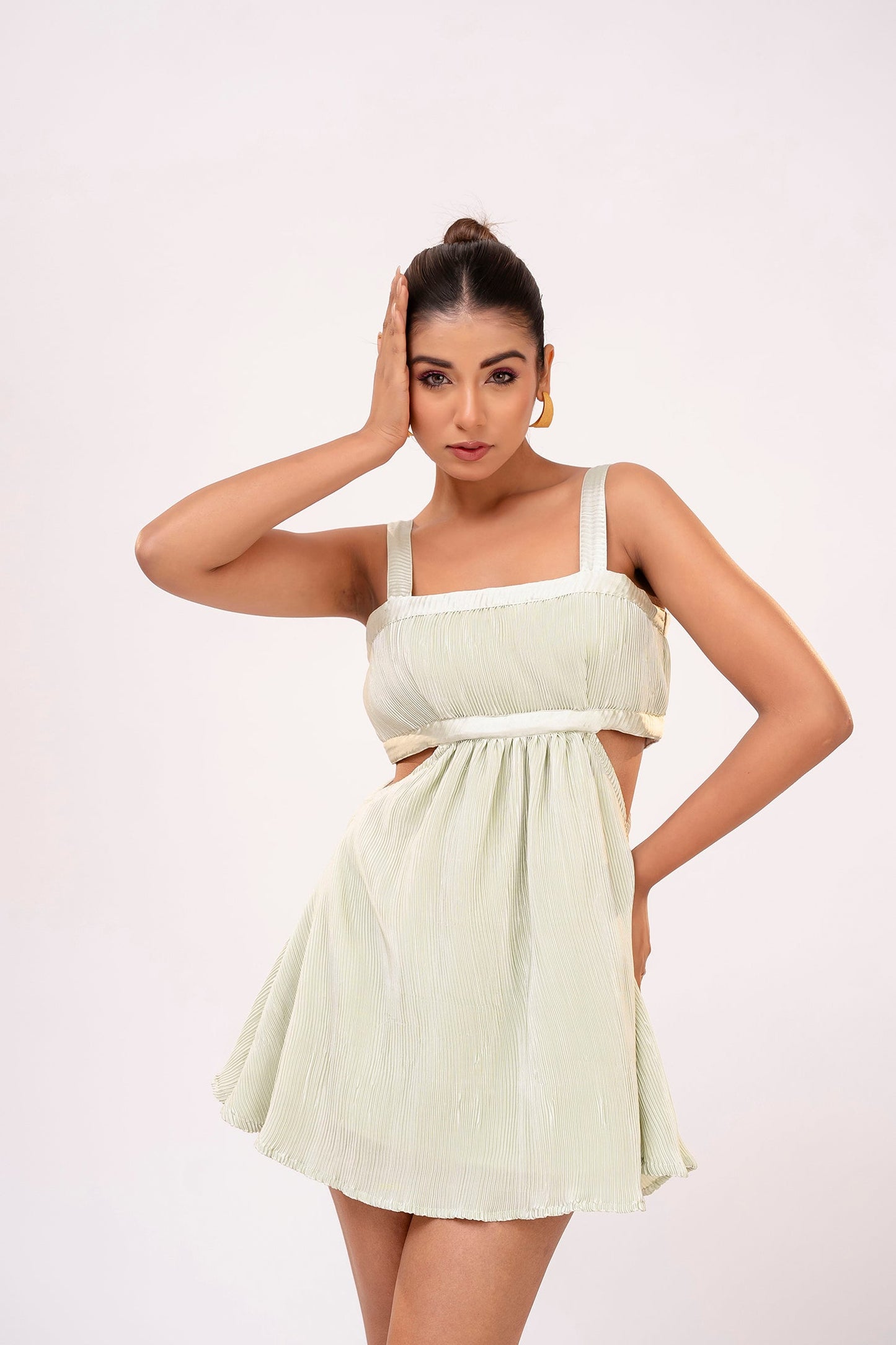 Mint Crush Cut Out Dress Solid