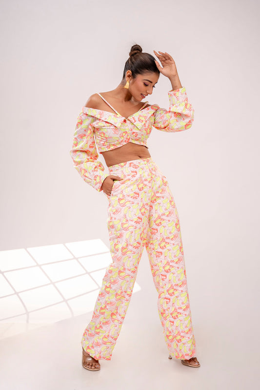 Bright Punch Co-ord Set Abstract Print