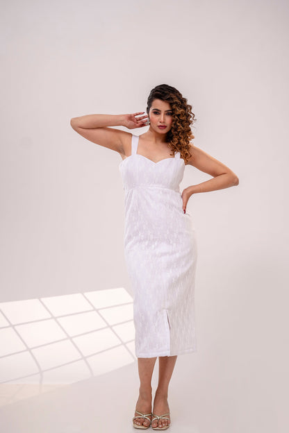 White Moon Bodycon Dress Solid