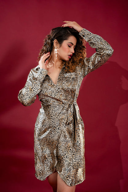 Secret Chic Wrap Dress Leopard Print