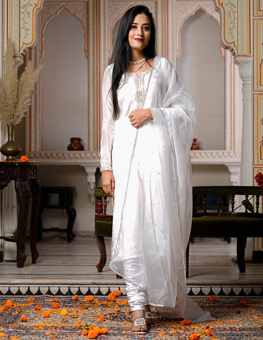 Pure Silk kurta with Jam Cotton Churidar